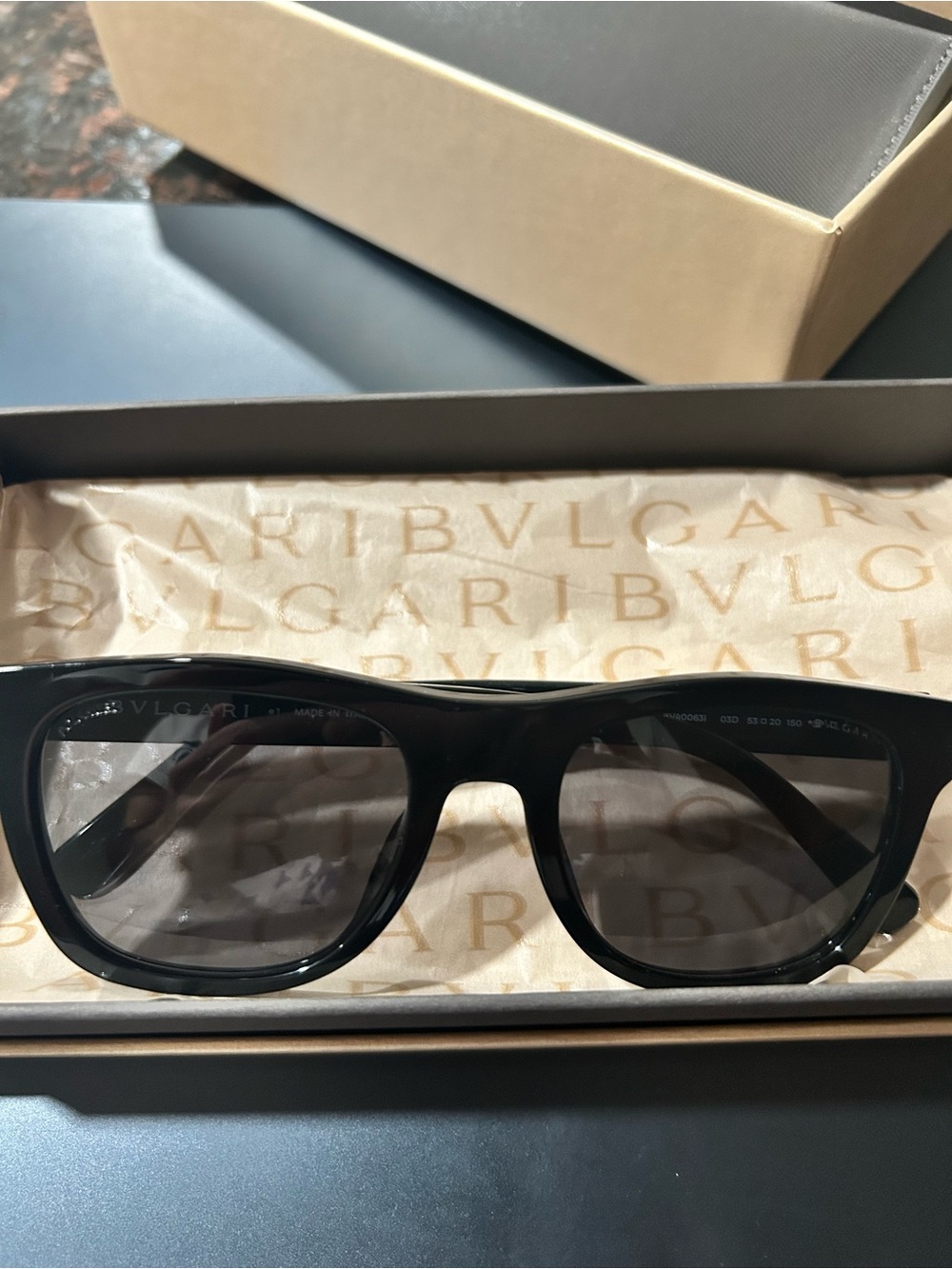 Bulgari Black Crystal Rectangular Sunglasses